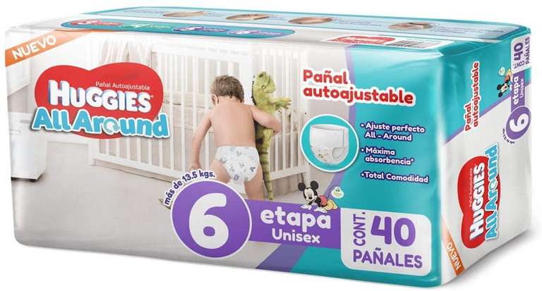Amazon: Huggies All Around Pañal Desechable Para Bebé, Etapa 6 Paquete con 40 piezas 
