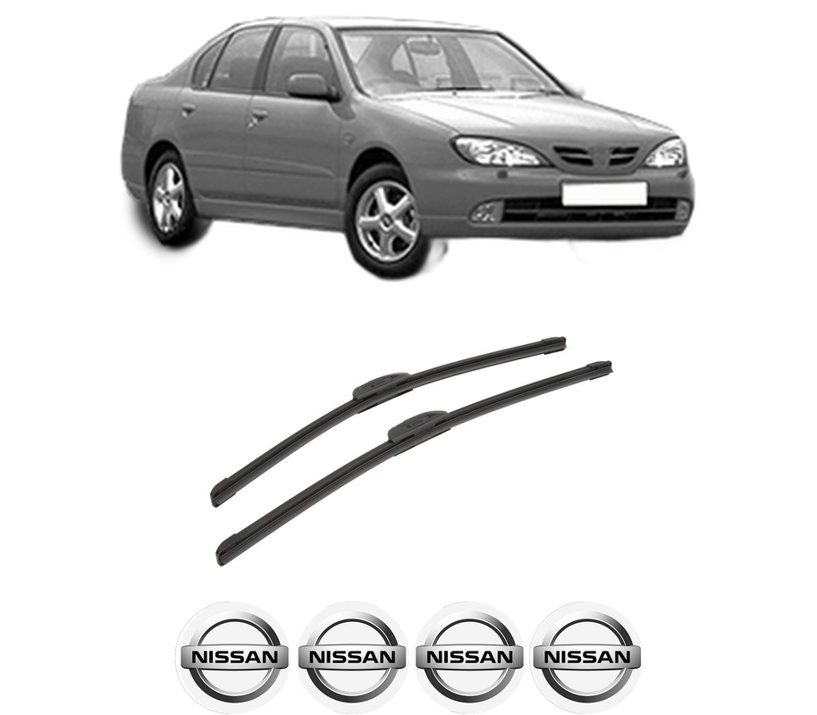 Set stergatoare auto NISSAN PRIMERA (P11) din 1996-2001, pentru parbriz auto, 2 bucati, Bosch Aerotwin Retrofit, din cauciuc siliconat rezistent, 4 Stickere Auto NISSAN