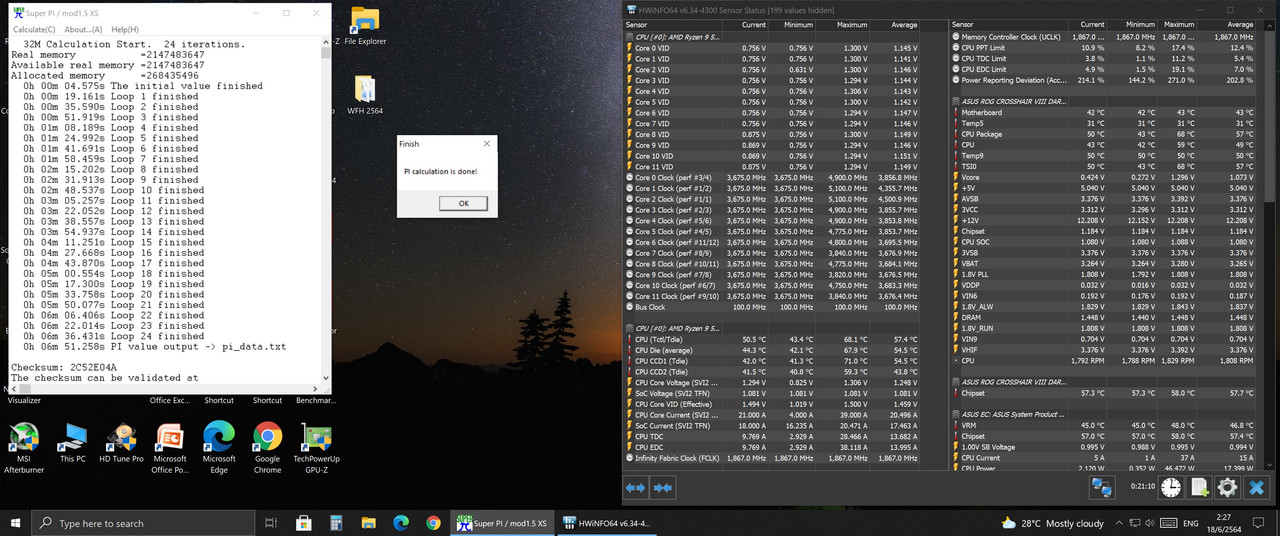 SuperPI 32m 5900X R3733c16v1.45 Of-0.2000 M10X Cu 25 Hz200