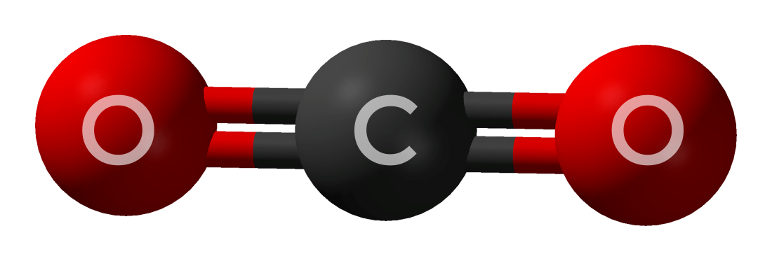 molécula 3D do dióxido de carbono