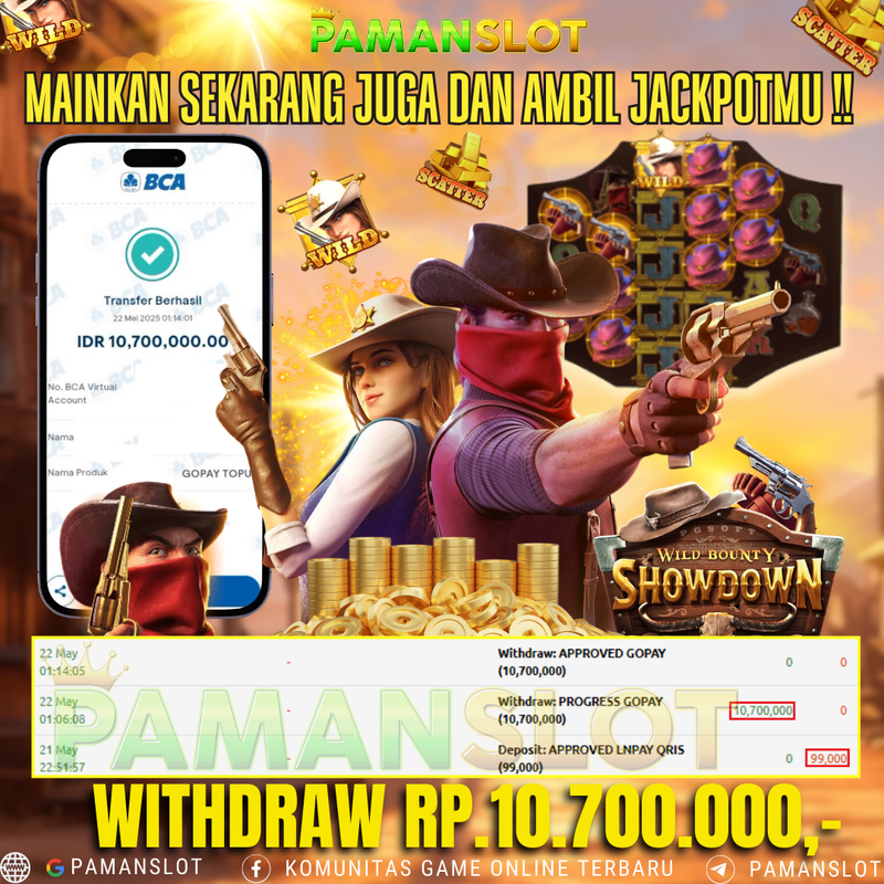 PAMANSLOT JACKPOT SLOT WILD BOUNTY SHOWDOWN Rp. 10.700.000 - LUNAS