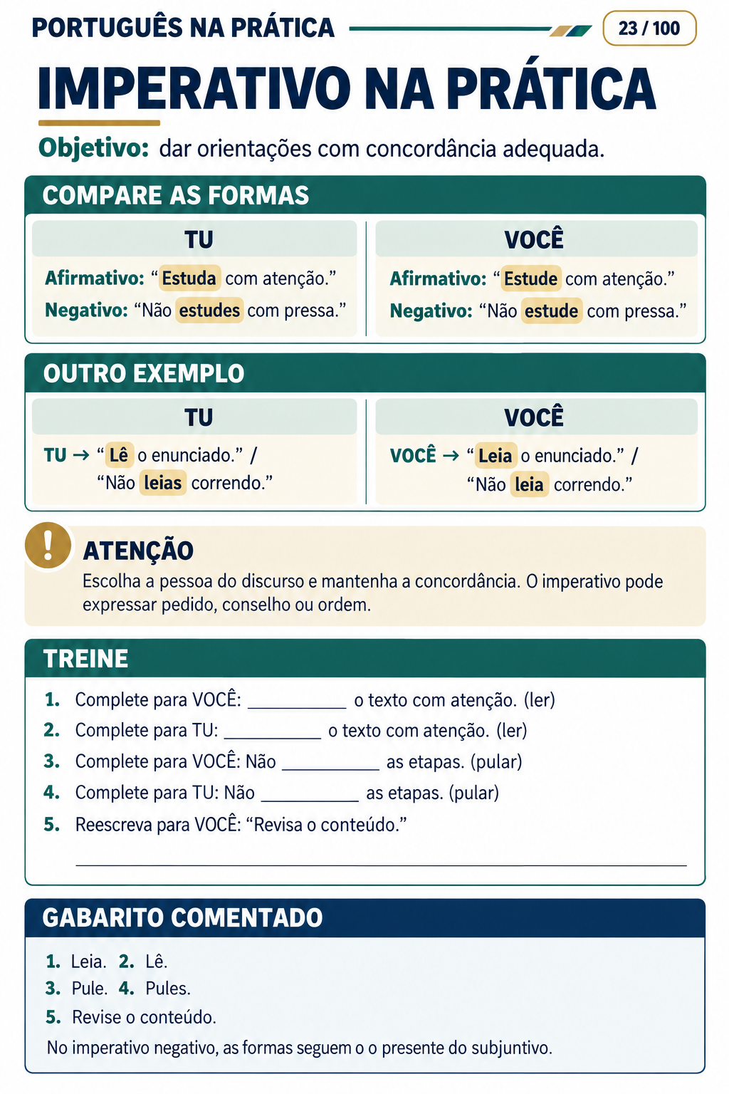 Imperativo na prática: tu e você