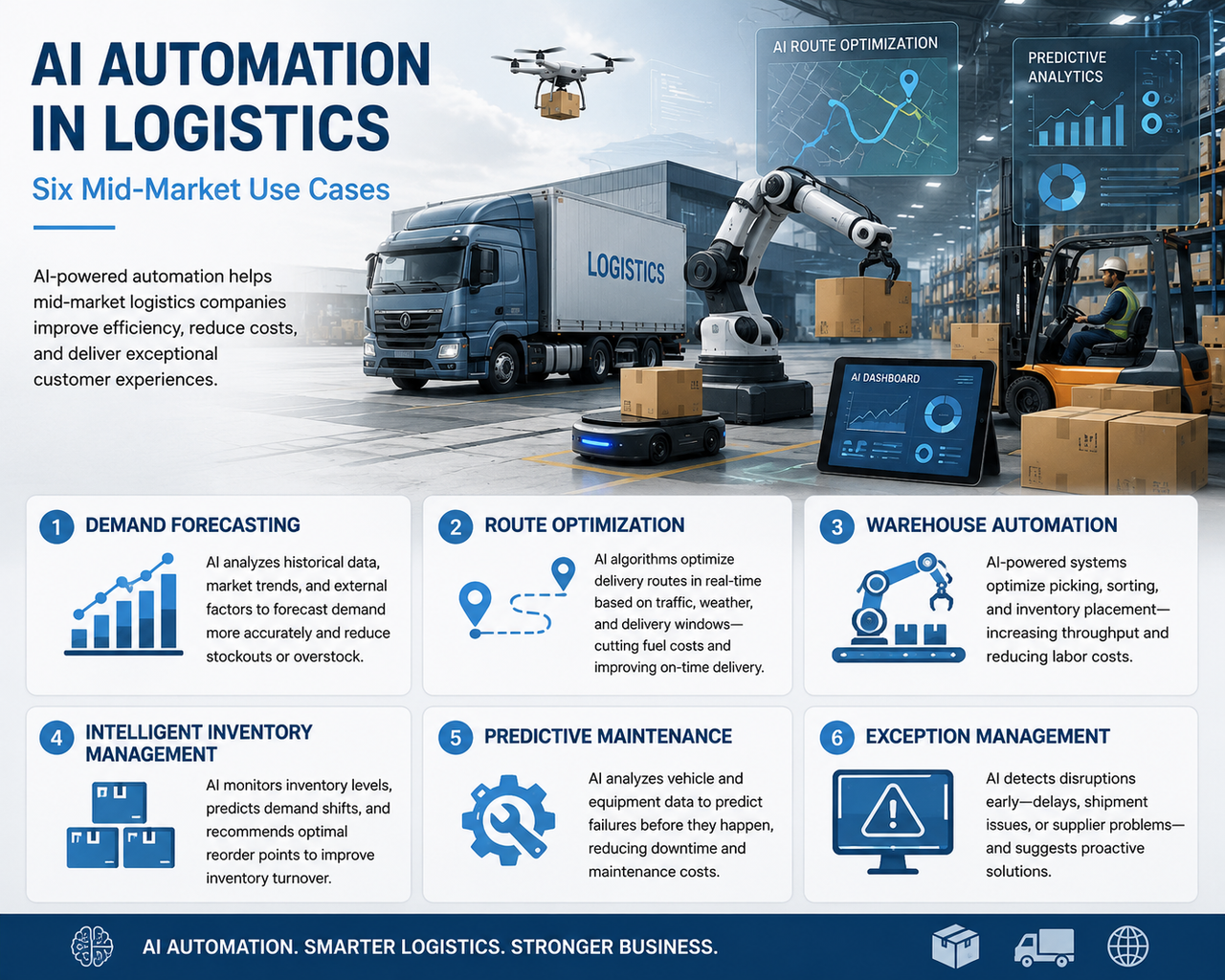 AI Automation in Logistics: Six Mid-Market Use Cases