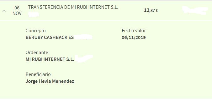 63º Pago de Beruby de 13.87 Euros Beruby63-Pago071119