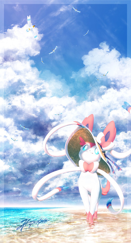 sylveon-and-wingull-pokemon-drawn-by-ja-