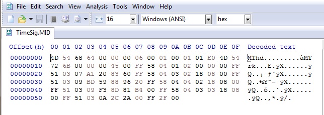 File in hexadecimal.