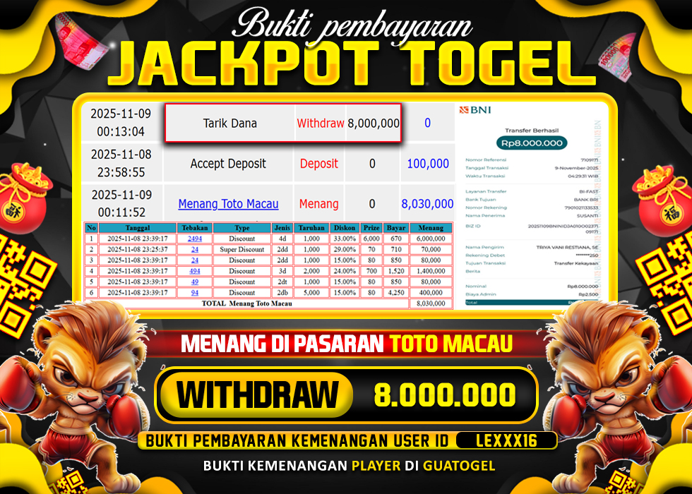 BUKTI JACKPOT LUNAS GUATOGEL