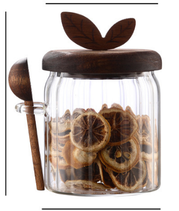500ml Premium Borosilicate Glass Storage Jar with Acacia Wood Lid & Integrated Spoon – Airtight Moisture-Proof Kitchen Canister for Tea, Coffee, and Spices