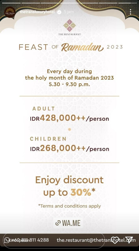 The Trans Luxury Hotel, hotel di Bandung yang menawarkan paket bubker all you can eat.