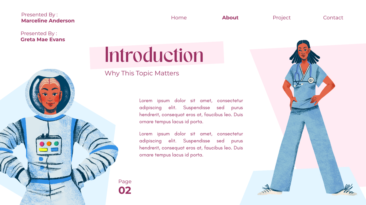 Pink and Blue Handdrawn Women in Every Profession Presentation