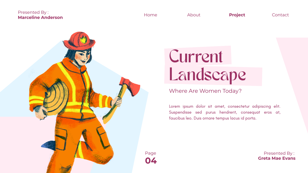 Pink and Blue Handdrawn Women in Every Profession Presentation