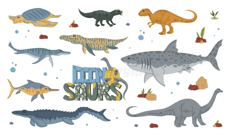 cartoon-dinosaur-characters-jurassic-dino-reptile-park-reptiles-lizards-vector-kids-monsters-dinosau