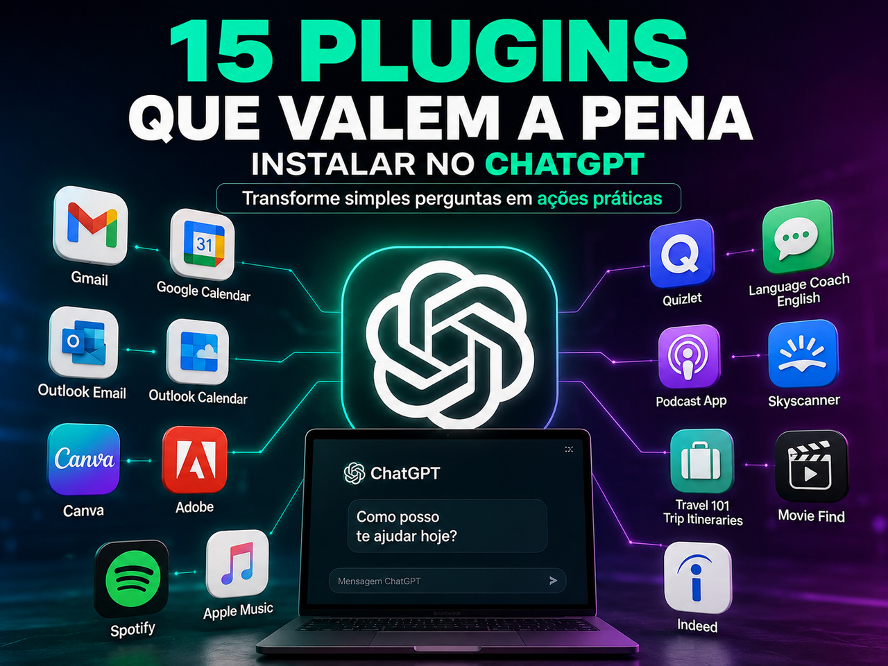 ChatGPT deixou de ser só conversa: 15 plugins que transformam perguntas em tarefas reais