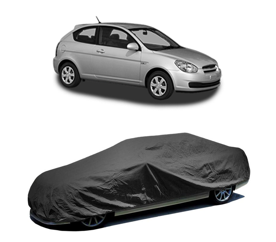 Husa tip prelata auto pentru HYUNDAI ACCENT III (MC) 2005 - 2010,culoare negru, material textil impermeabil, rezistanta la intemperii praf UV, CARPASSION Husa Protectie
