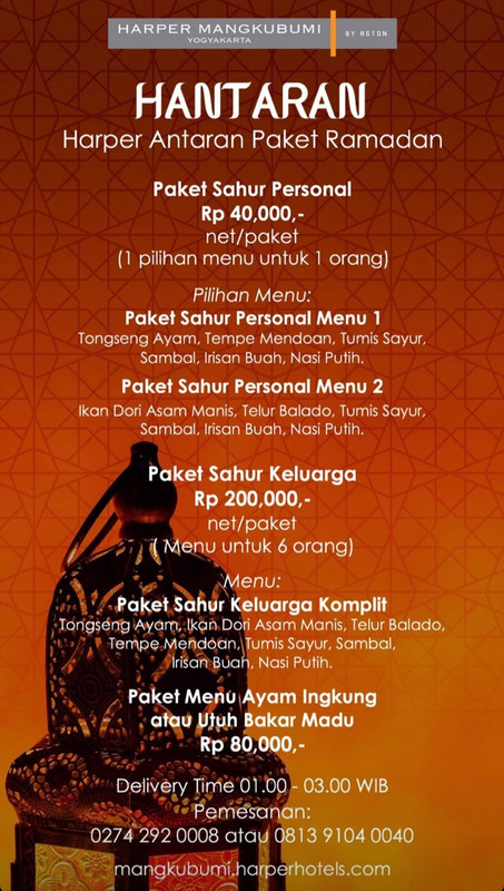 Menu sahur Harper Mangkubumi Yogyakarta.