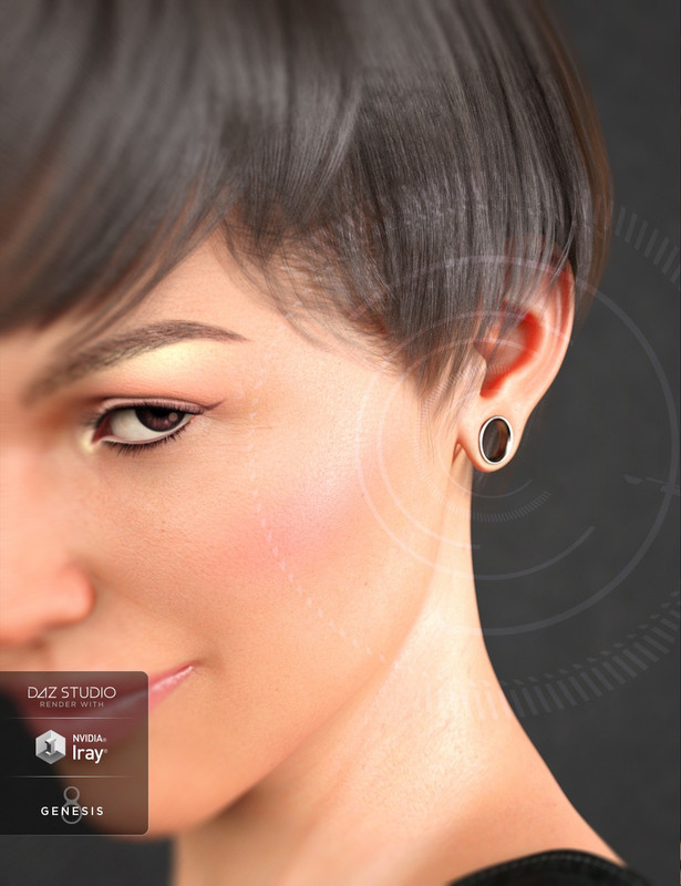 Gauged Ears for Genesis 8 Female(s)