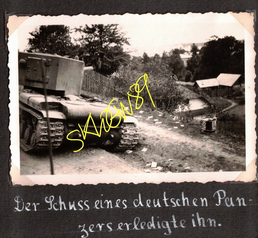 Orig foto WK2 Russischer Panzer zerstört KV-2 KV2 10. PanzerDivision Russland !