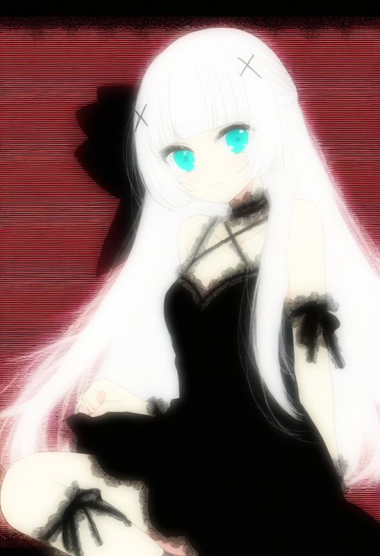 1girl, striped background, close-up, aqua eyes, long hair, hime cut, white hair, s-4110061065