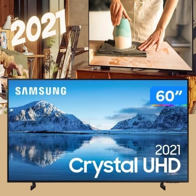 Samsung Smart TV 60 Crystal UHD 4K 60AU8000, Dynamic Crystal Color, Borda Infinita, Visual Livre de Cabos, Alexa Built In – UN60AU8000GXZD