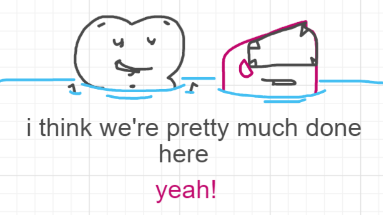 A panel from Ready Oar Knot, episode three of the Board Boards object show by Furretwalk/WalkingFurret.
