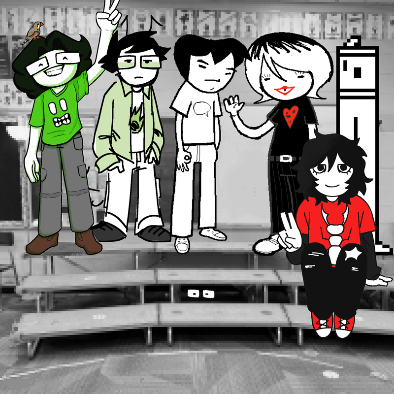 class photo with six people now