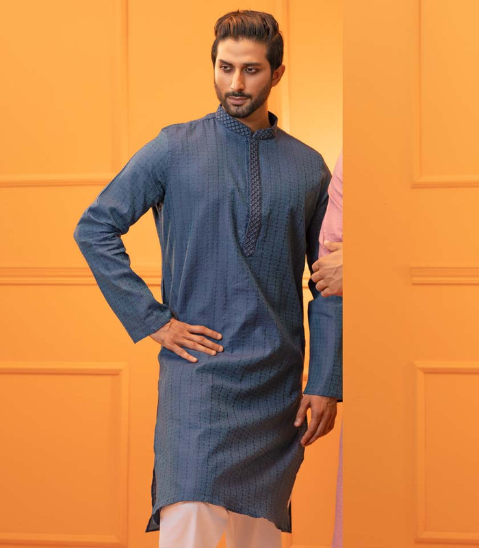 Men’s Exclusive Punjabi with Embroidered Placket color: (16.6.22 Multi Print) (Copy)