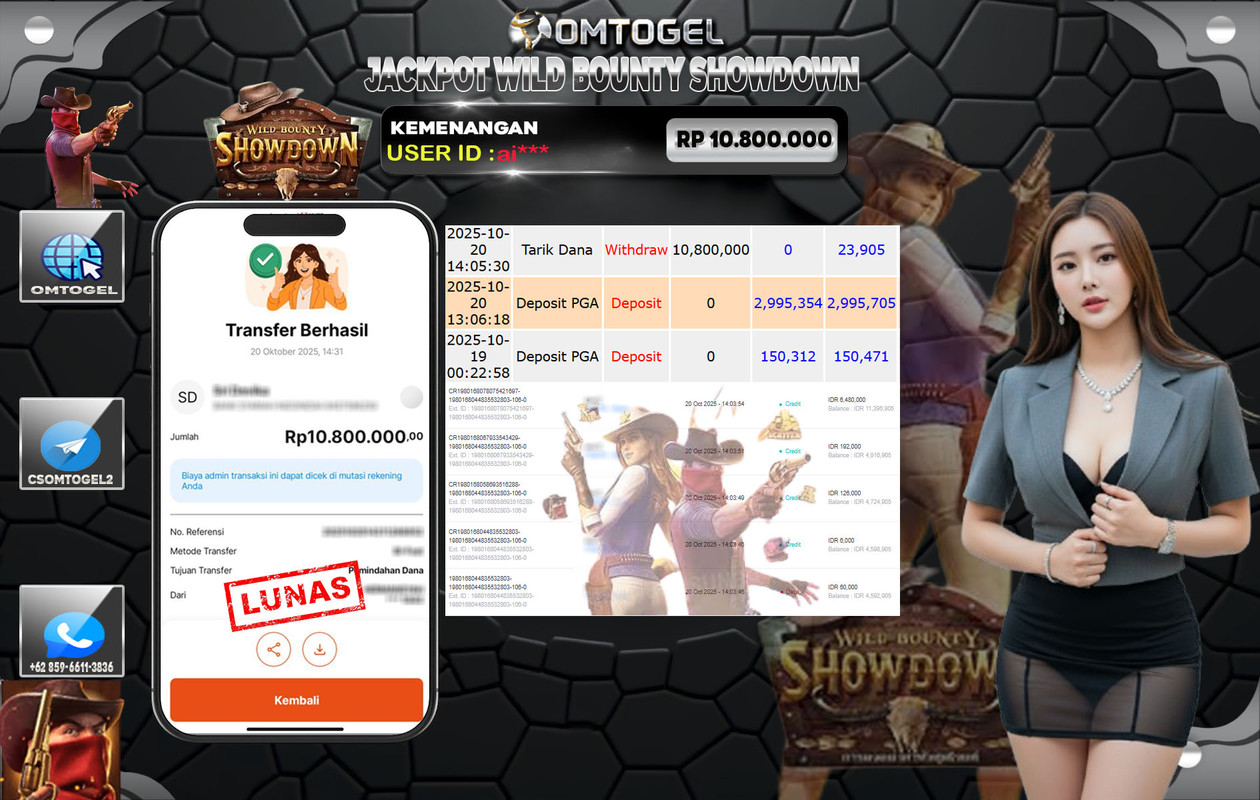 OMTOGEL JACKPOT PGSOFT WILD BOUNTY SHOWDOWN 10 JUTA DI BAYAR LUNAS ,-