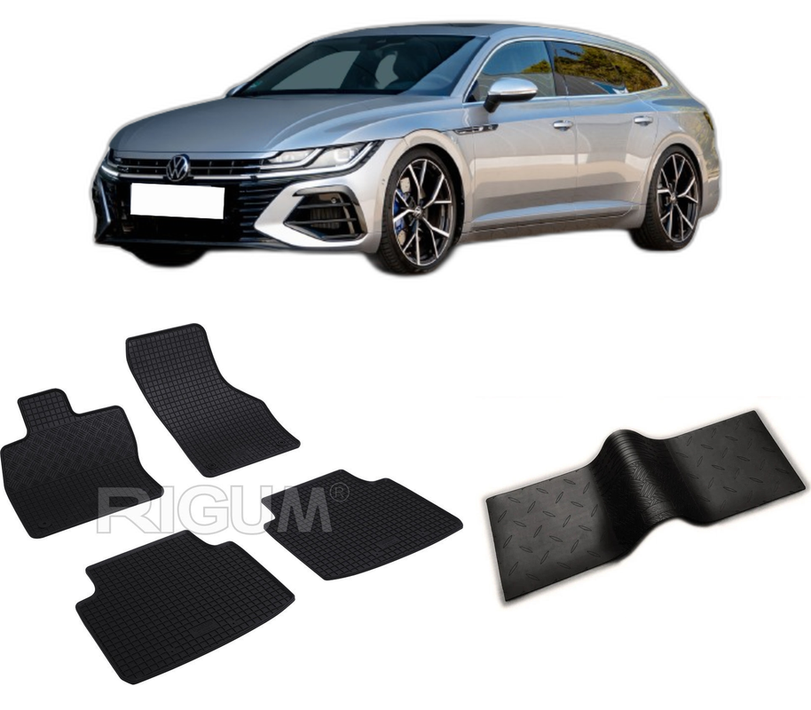 Set covorase auto VOLKSWAGEN ARTEON SHOOTING BRAKE din 08.2020-PREZENT, cu covoras tunel median, CAROSERIE COMBI, Presuri cauciuc 100%, compatibil cu autoturismul VOLKSWAGEN ARTEON SHOOTING BRAKE, Rigum