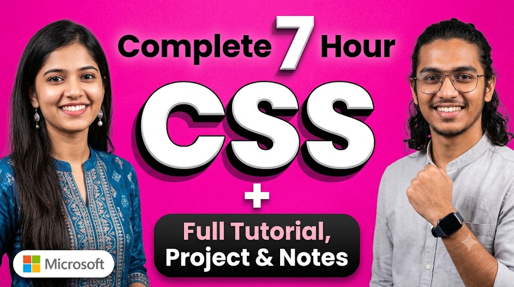 AI-generated example result for the youtube-thumbnail prompt: Complete 7 Hour CSS Course Thumbnail – Full Tutorial With Project & Notes AI YouTube Thumbnail Prompt