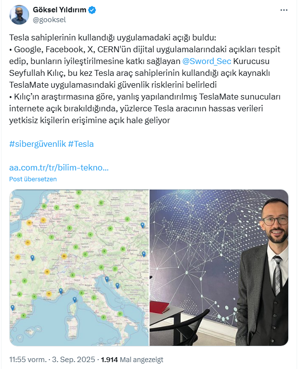 Sicherheitslücke bei Tesla deckt Benutzerdaten auf