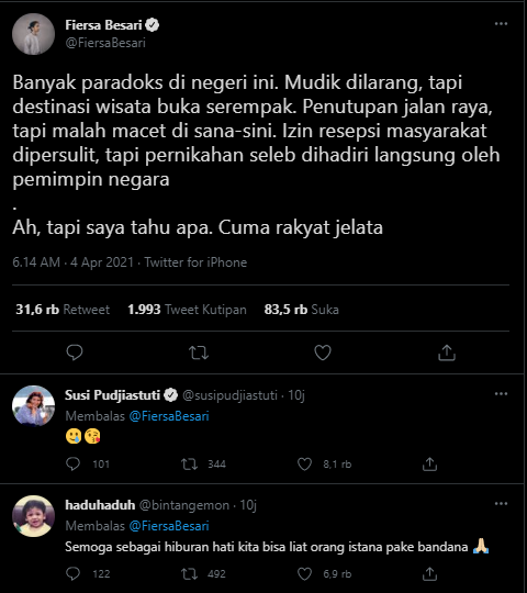 Fiersa Besari soroti hadirnya Presiden Jokowi di pernikahan Atta Aurel
