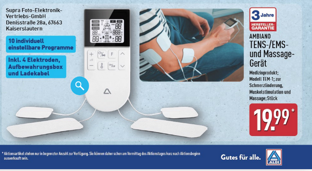 EMS/TENS-Gerät im Aldi-Angebot 