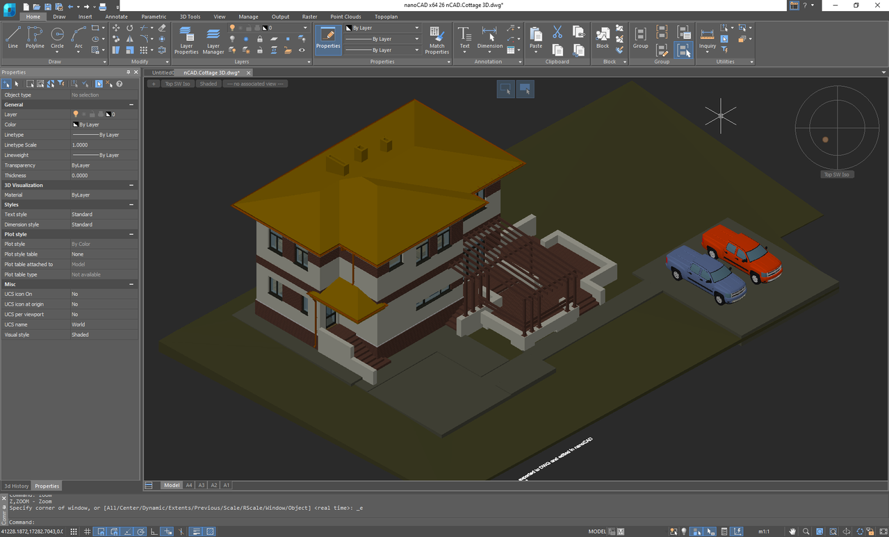 Working with nanoCAD 26.0 build 342 full activated