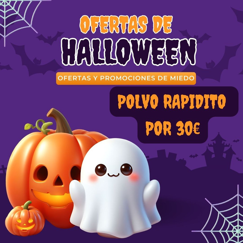 Post Instagram rebajas y ofertas de Halloween terrorífico bonito morado