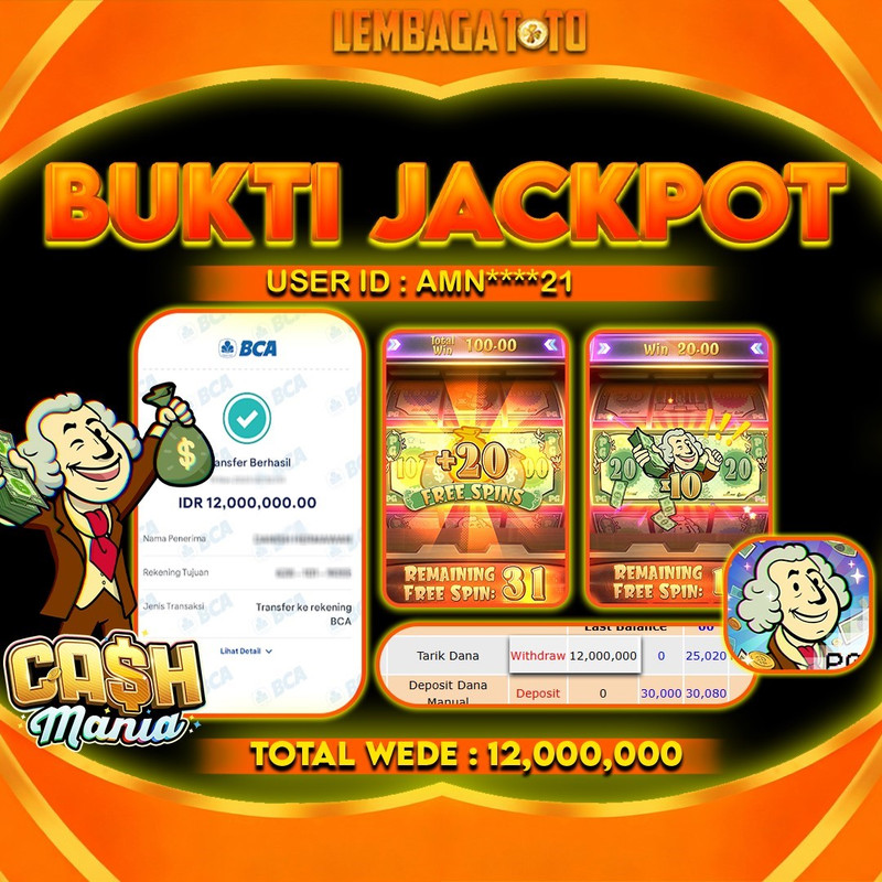 BUKTI JACKPOT 05 FEBUARY LEMBAGATOTO CASH MANIA  12.,000,000 - LUNAS