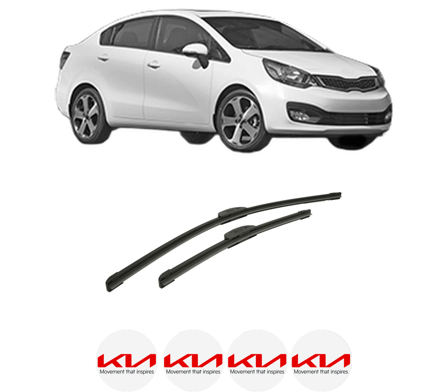Set stergatoare auto KIA RIO III Saloon (UB) din 2011-2017, pentru parbriz auto, 2 bucati, Bosch Aerotwin Retrofit, din cauciuc siliconat rezistent, 4 Stickere Auto KIA