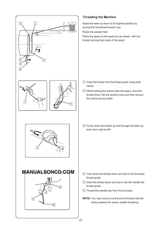 Janome QS2250 sewing machine threading guide