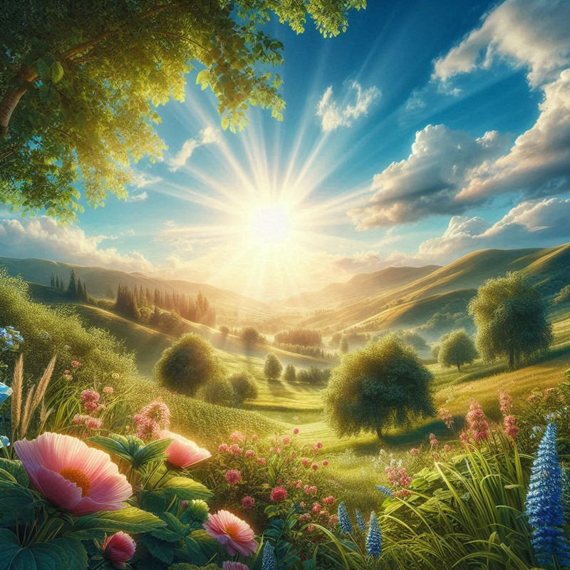 Sun stuck in the sky and still birds