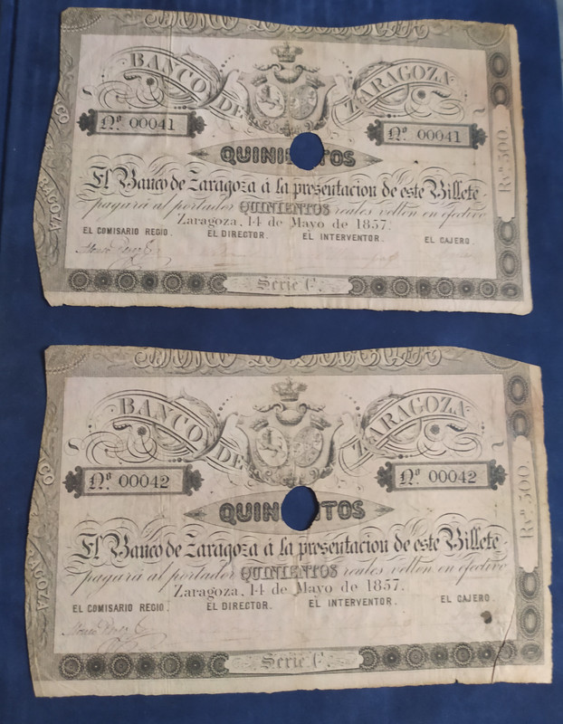 500 reales 1857 Banco de Zaragoza (Pareja correlativa números Bajos) IMG-20201107-131009