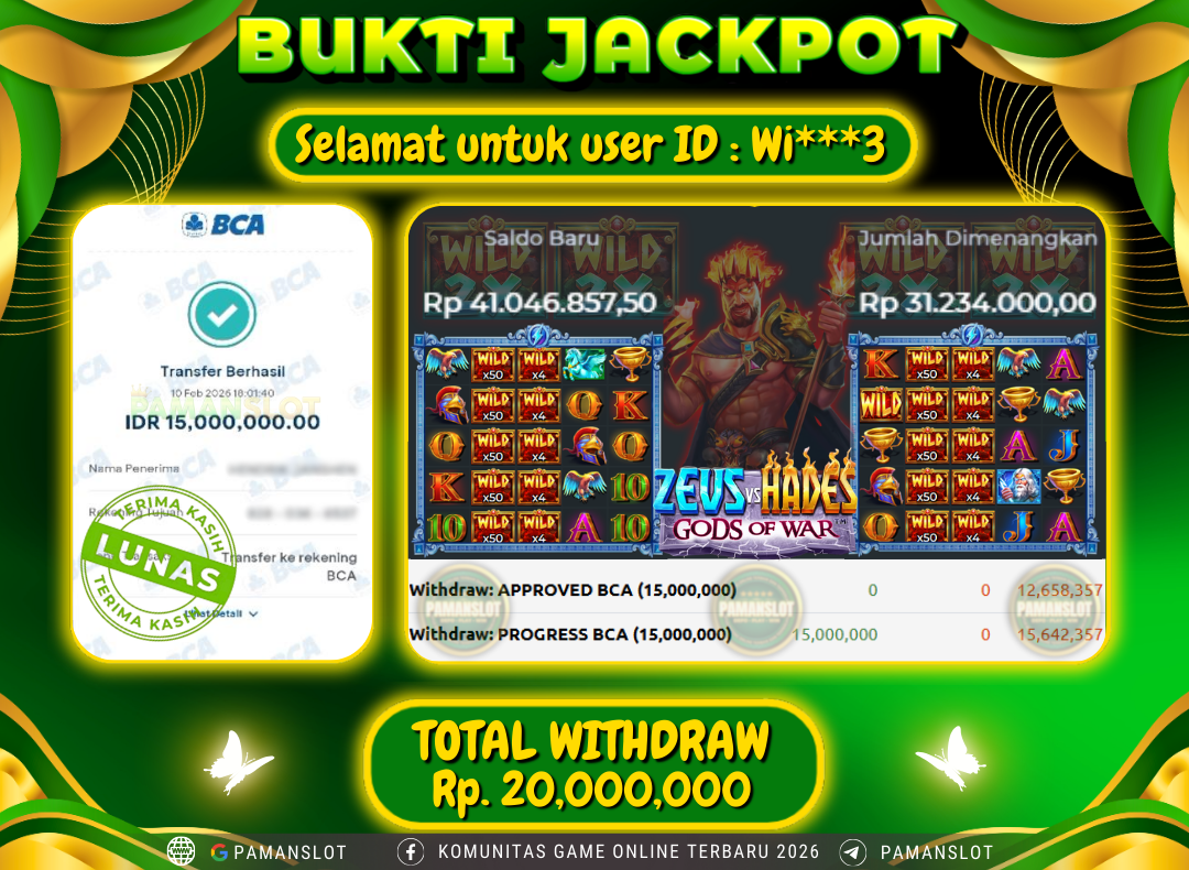 PAMANSLOT JACKPOT Game Zeus vs Hades - Gods of War Rp.20,000,000- LUNAS