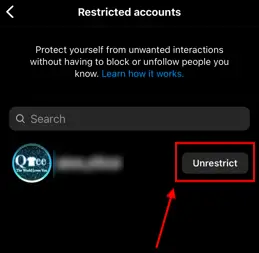 Unrestrict an Account on Instagram