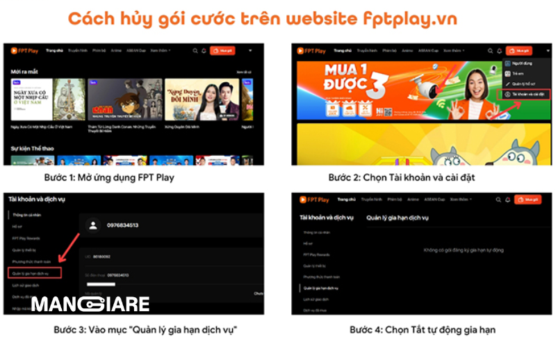 cách hủy fpt play