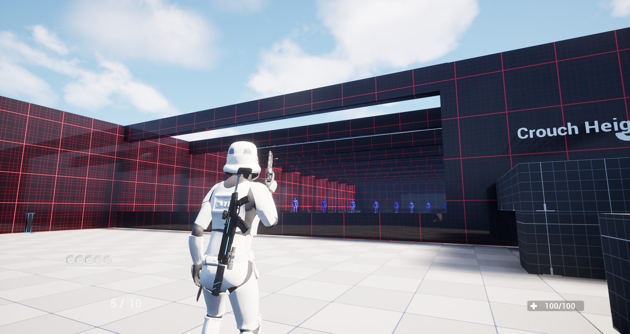 Shooting range used to test engagement distances, cover spacing, and combat rhythm