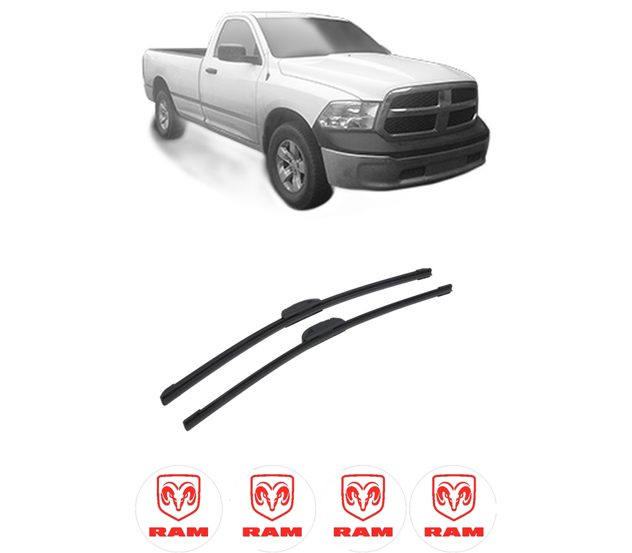 Set stergatoare auto RAM 1500 Standard Cab Pickup (DS) din 2013-2018, pentru parbriz auto, 2 bucati, Bosch Aerotwin Retrofit, din cauciuc siliconat rezistent, 4 Stickere Auto RAM
