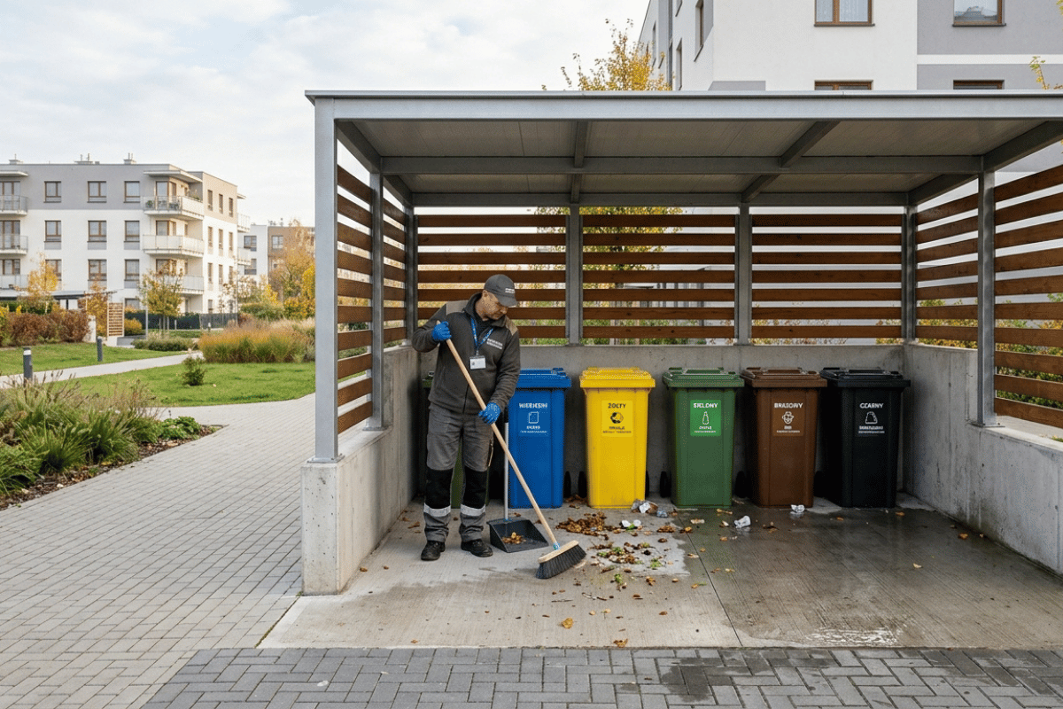 Sprzątanie wiat śmietnikowych przy wspólnotach w Rzeszowie - zakres i częstotliwość.
