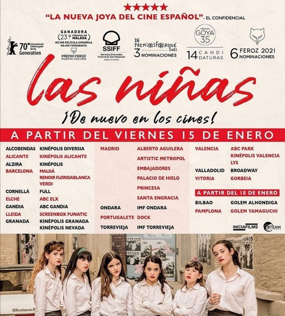 “HASTA EL CIELO” Y “LAS NIÑAS” SE MANTIENEN ENTRE LAS 10 PELÍCULAS MÁS VISTAS EN LOS CINES