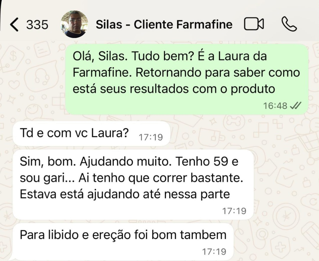 Print WhatsApp cliente Fórmula Masculina 1000mg