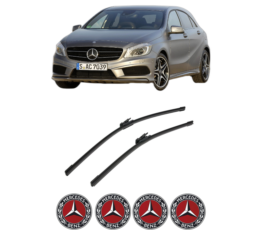 Set stergatoare auto MERCEDES-BENZ A-CLASS (W176) din 2012-2018, pentru parbriz auto, 2 bucati, Bosch Aerotwin, din cauciuc siliconat rezistent, 4 Stickere Auto MERCEDES-BENZ