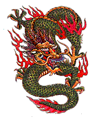 An illustration of a Chinese dragon with flashing eyes.