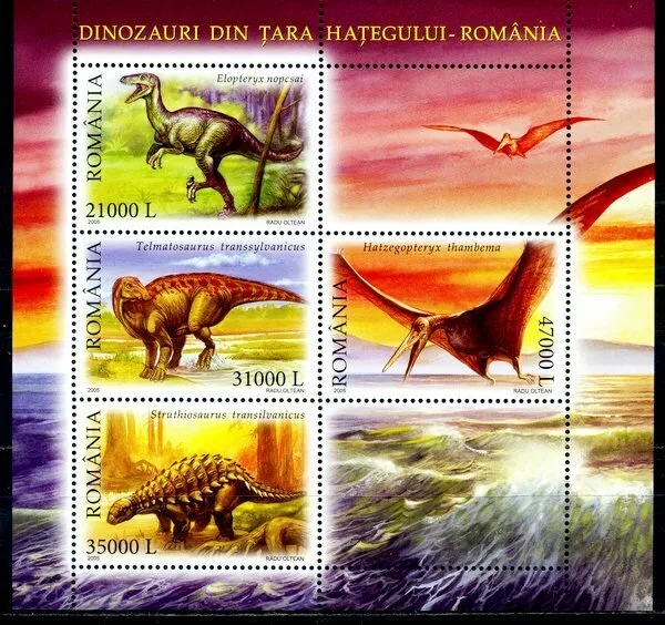 doistoricheskie_zhivotnye_dinozavry_malyj_list_pochtovyh_marok_rumyniya_2005g